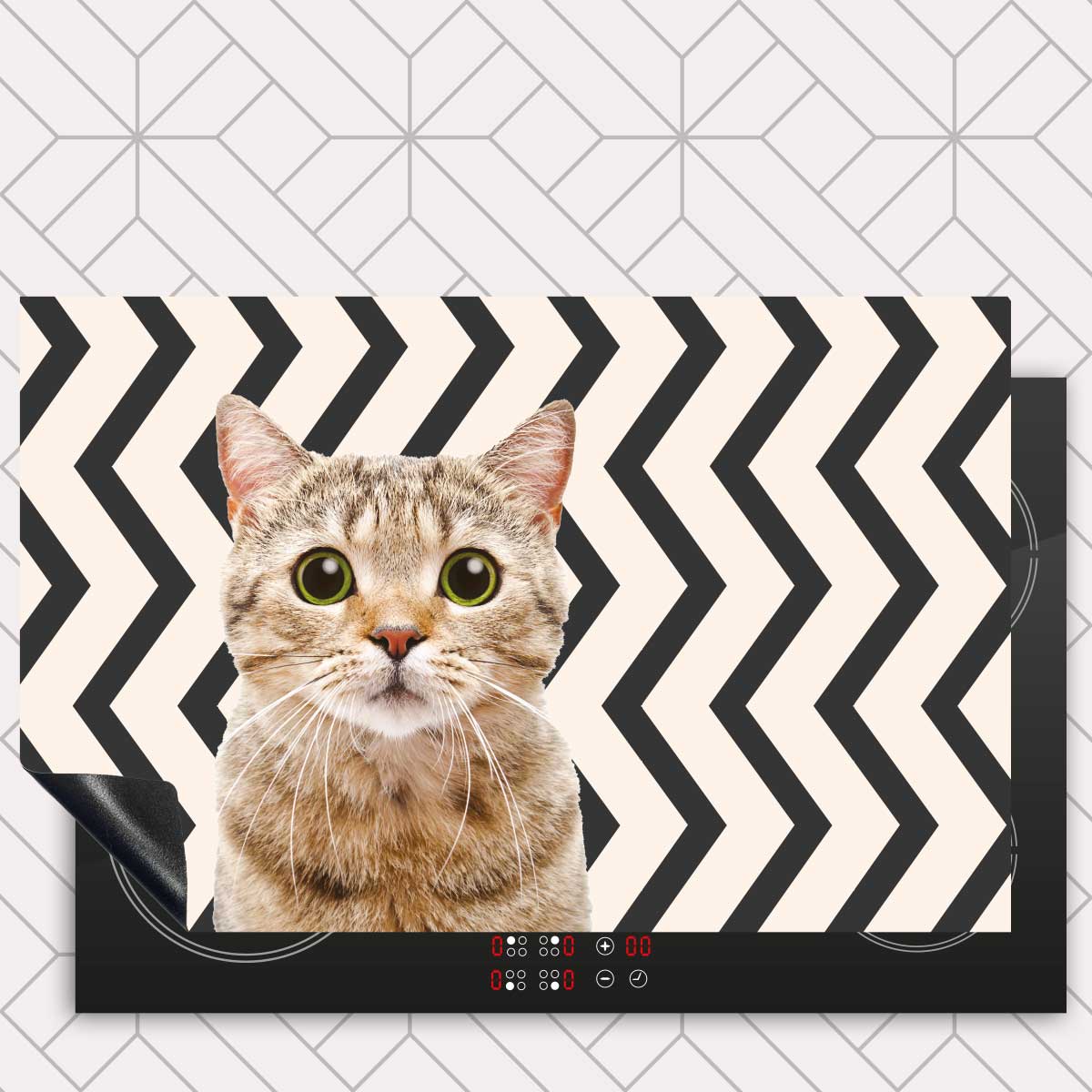 Inductie beschermer - Funny kat zigzag