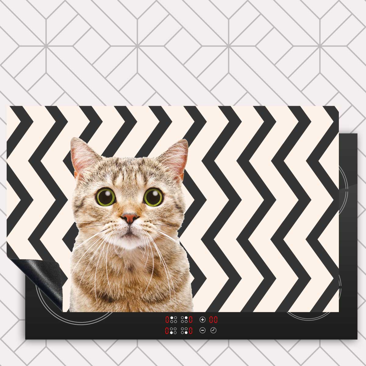 Inductie beschermer - Funny kat zigzag
