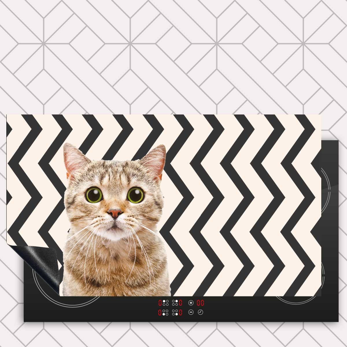 Inductie beschermer - Funny kat zigzag