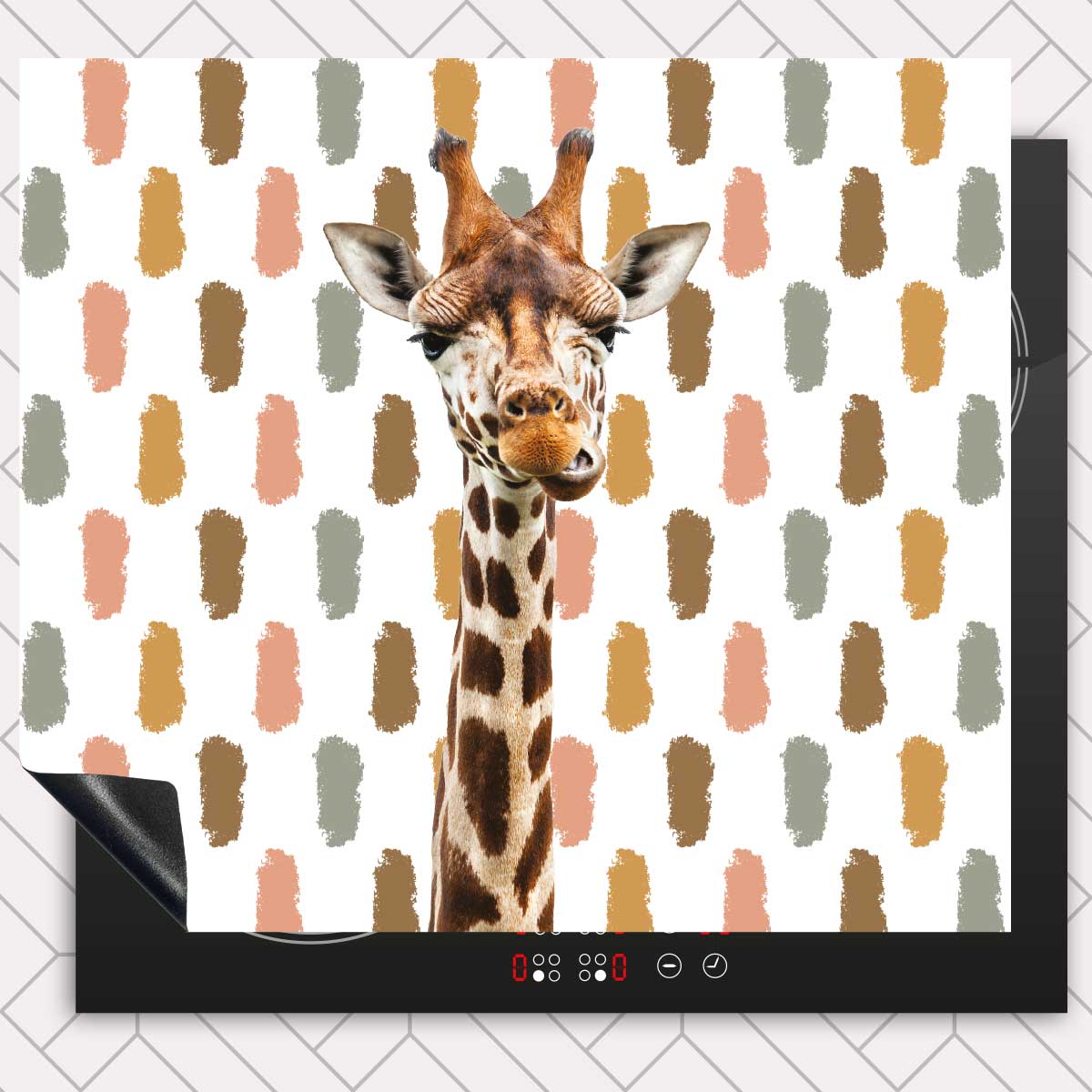 Inductie beschermer - Funny giraf vlekken