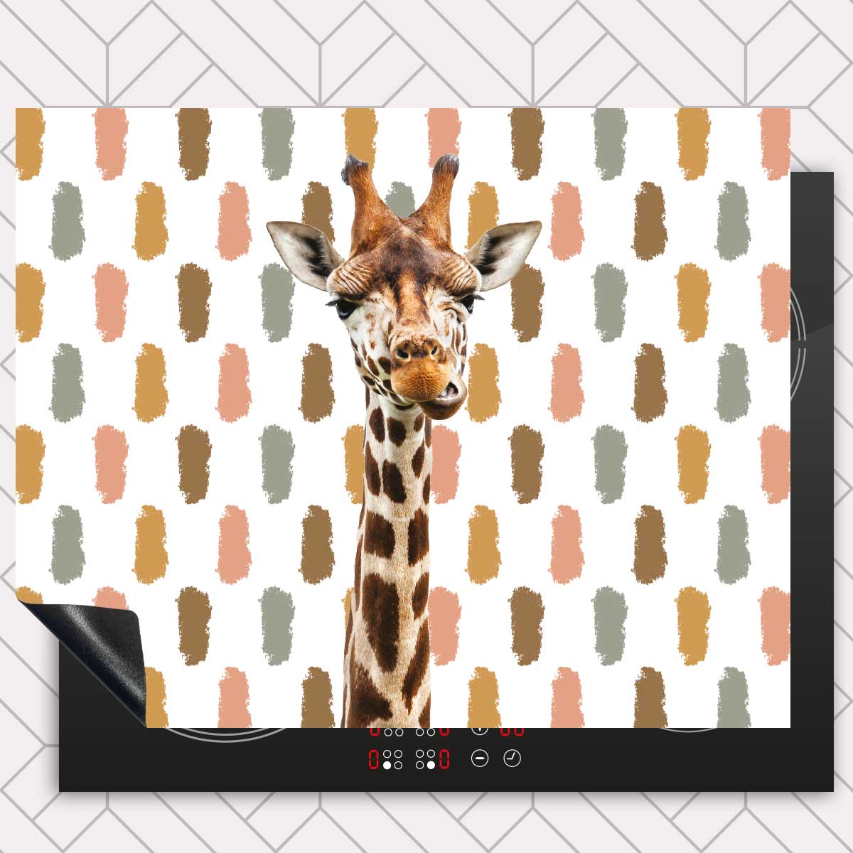 Inductie beschermer - Funny giraf vlekken