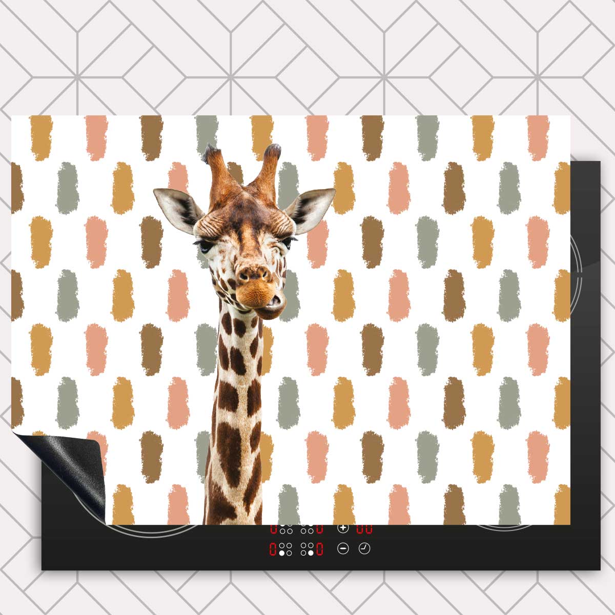 Inductie beschermer - Funny giraf vlekken