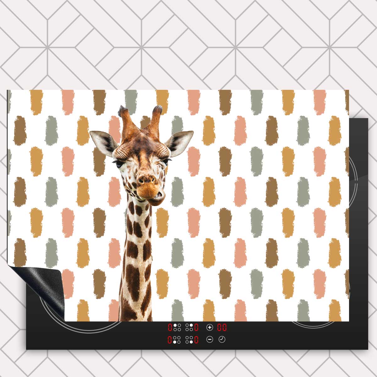 Inductie beschermer - Funny giraf vlekken