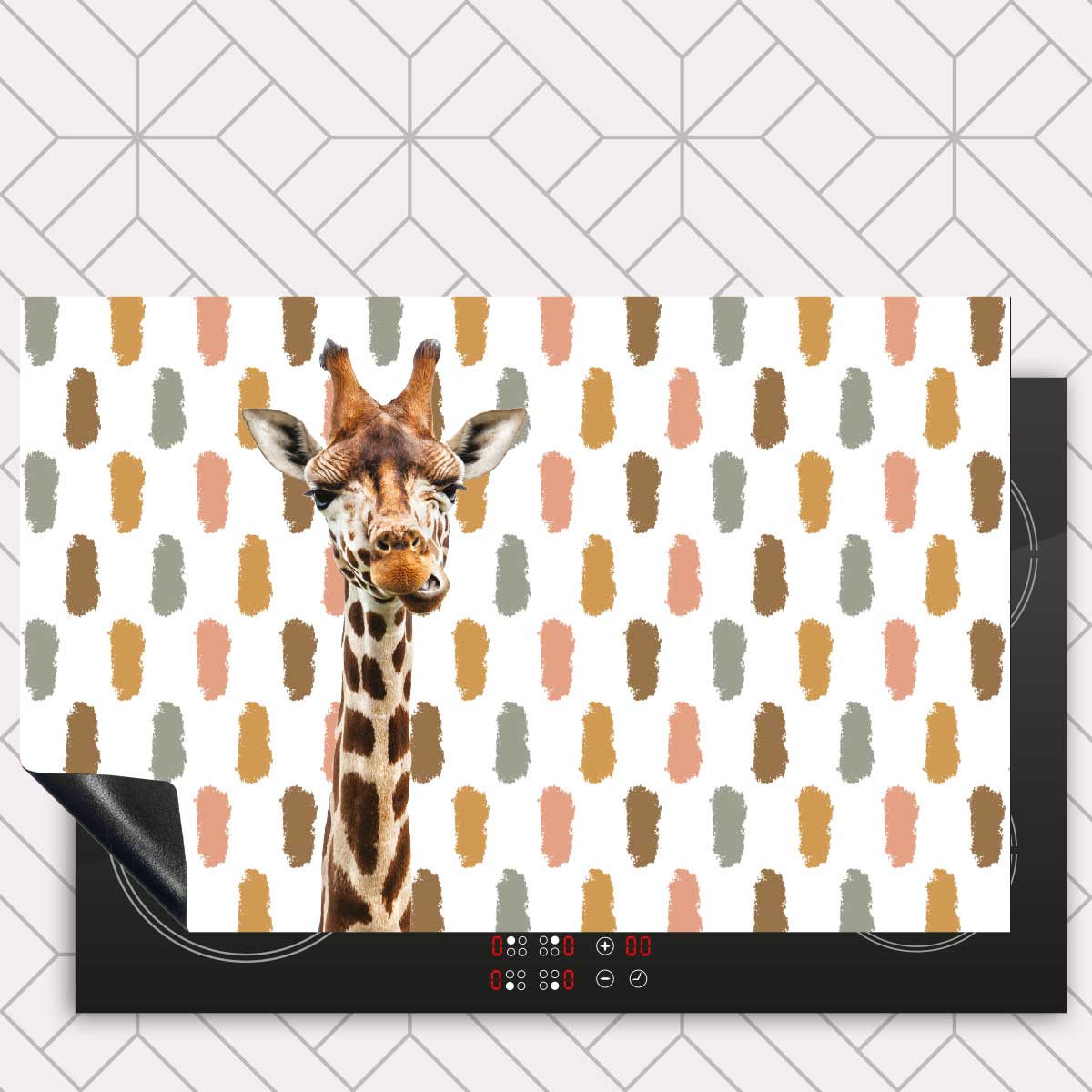Inductie beschermer - Funny giraf vlekken