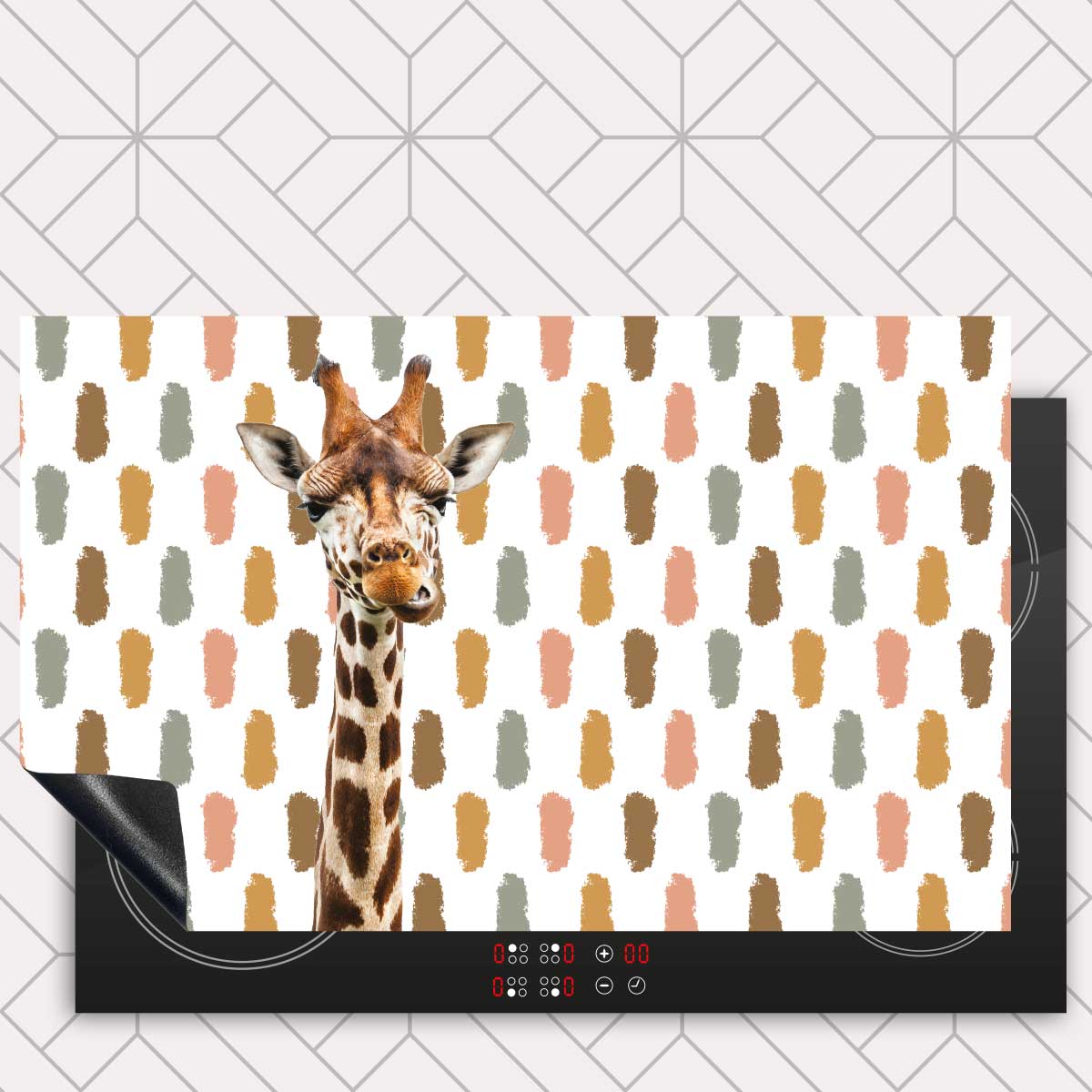 Inductie beschermer - Funny giraf vlekken