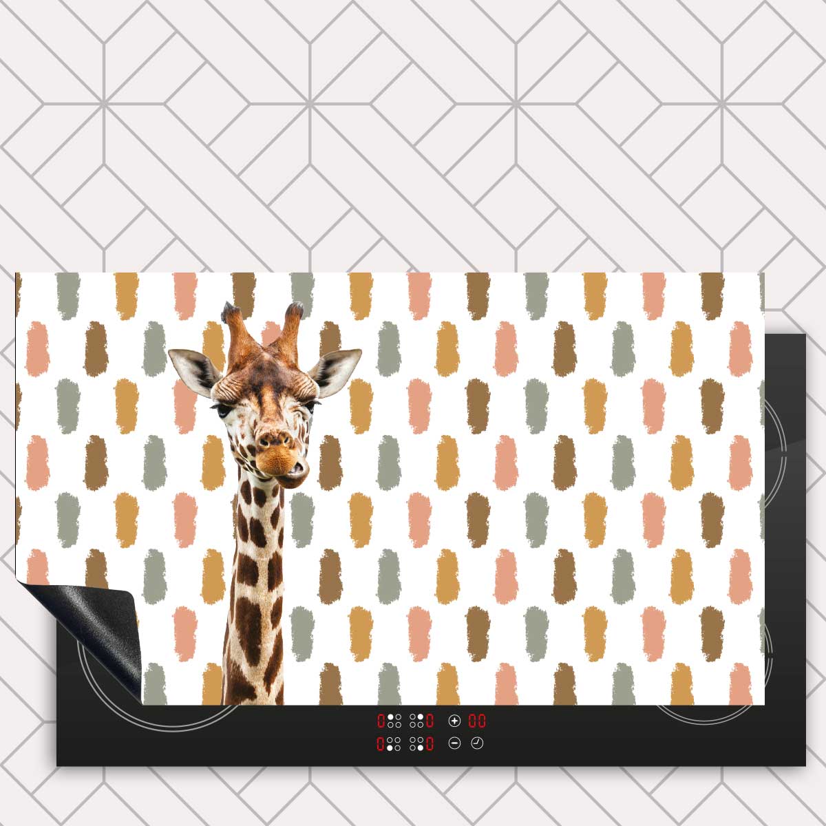 Inductie beschermer - Funny giraf vlekken