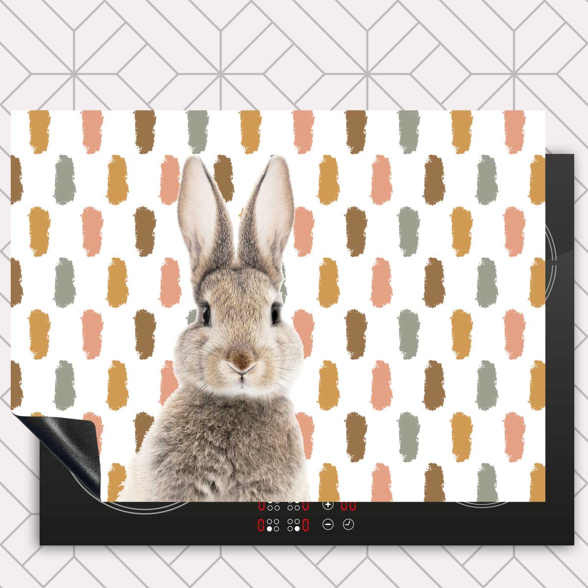 Inductie beschermer - Funny konijn vlekken