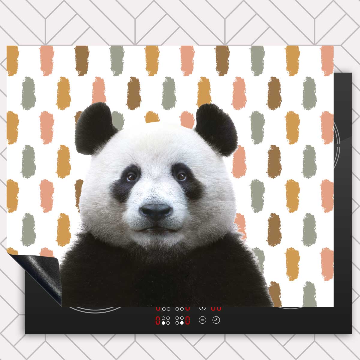 Inductie beschermer - Funny panda vlekken