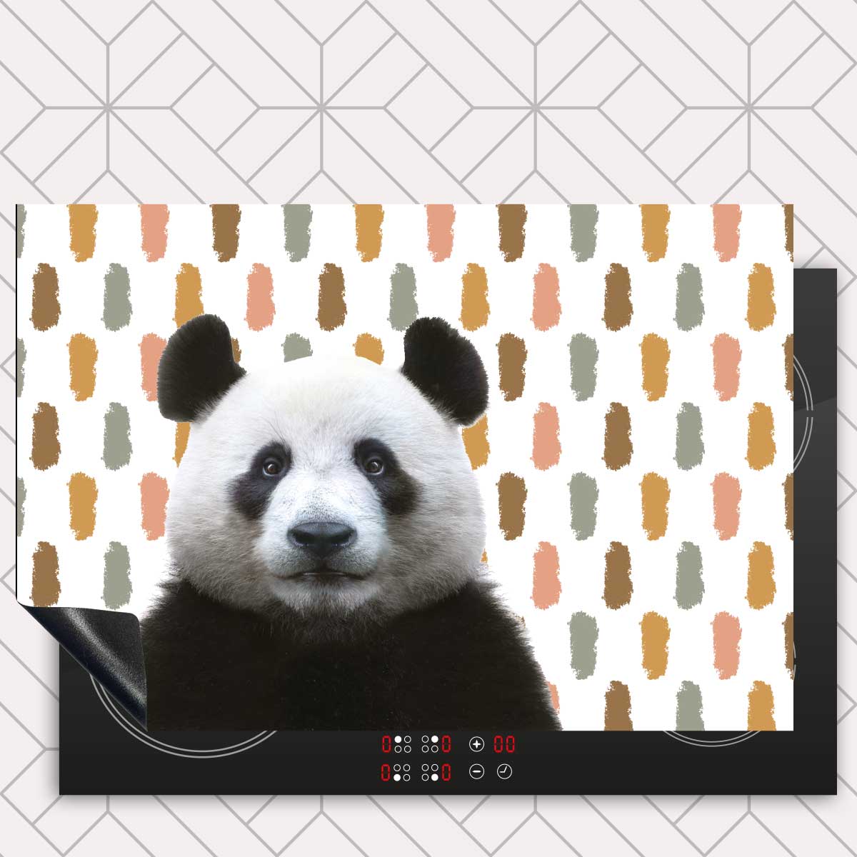 Inductie beschermer - Funny panda vlekken