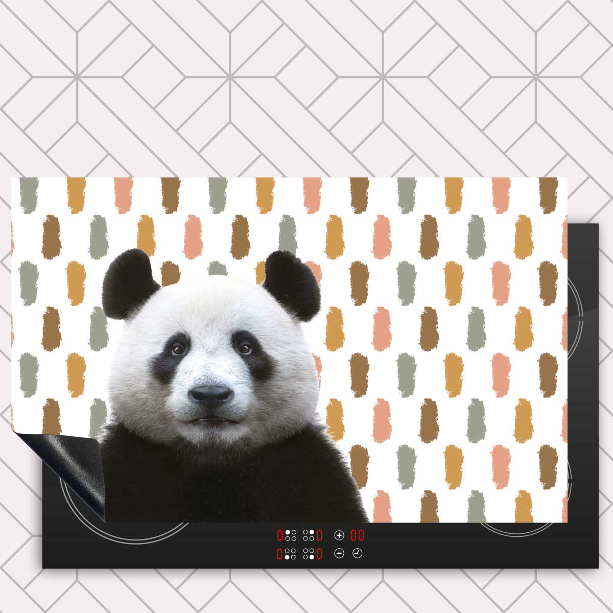 Inductie beschermer - Funny panda vlekken