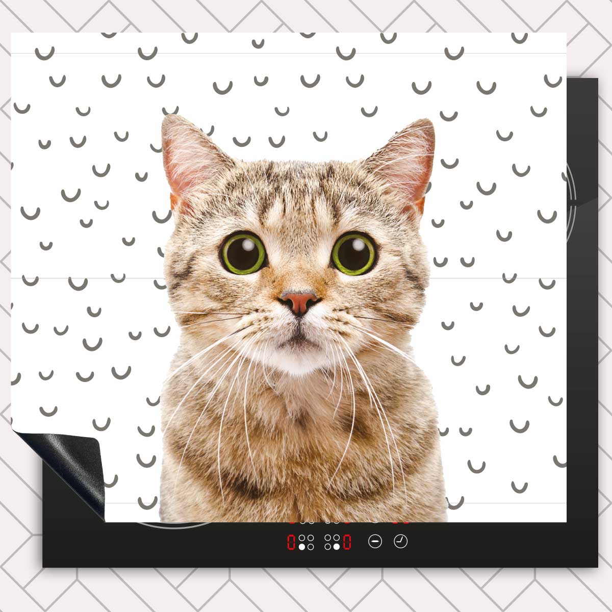 Inductie beschermer - Funny kat fugler