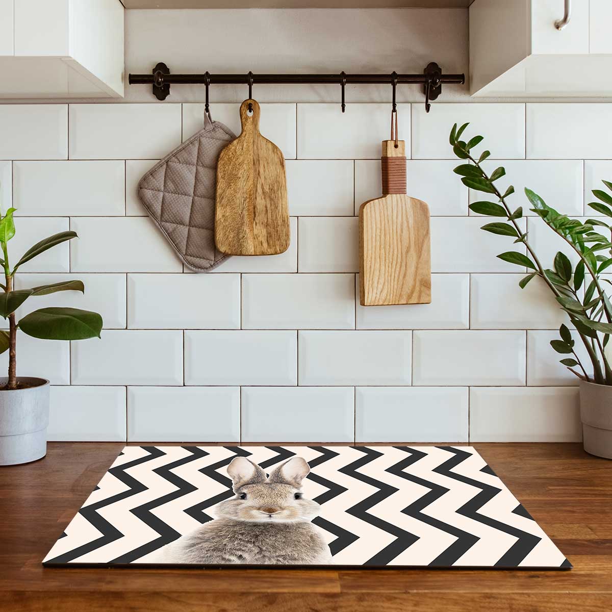 Inductie beschermer - Funny konijn zigzag