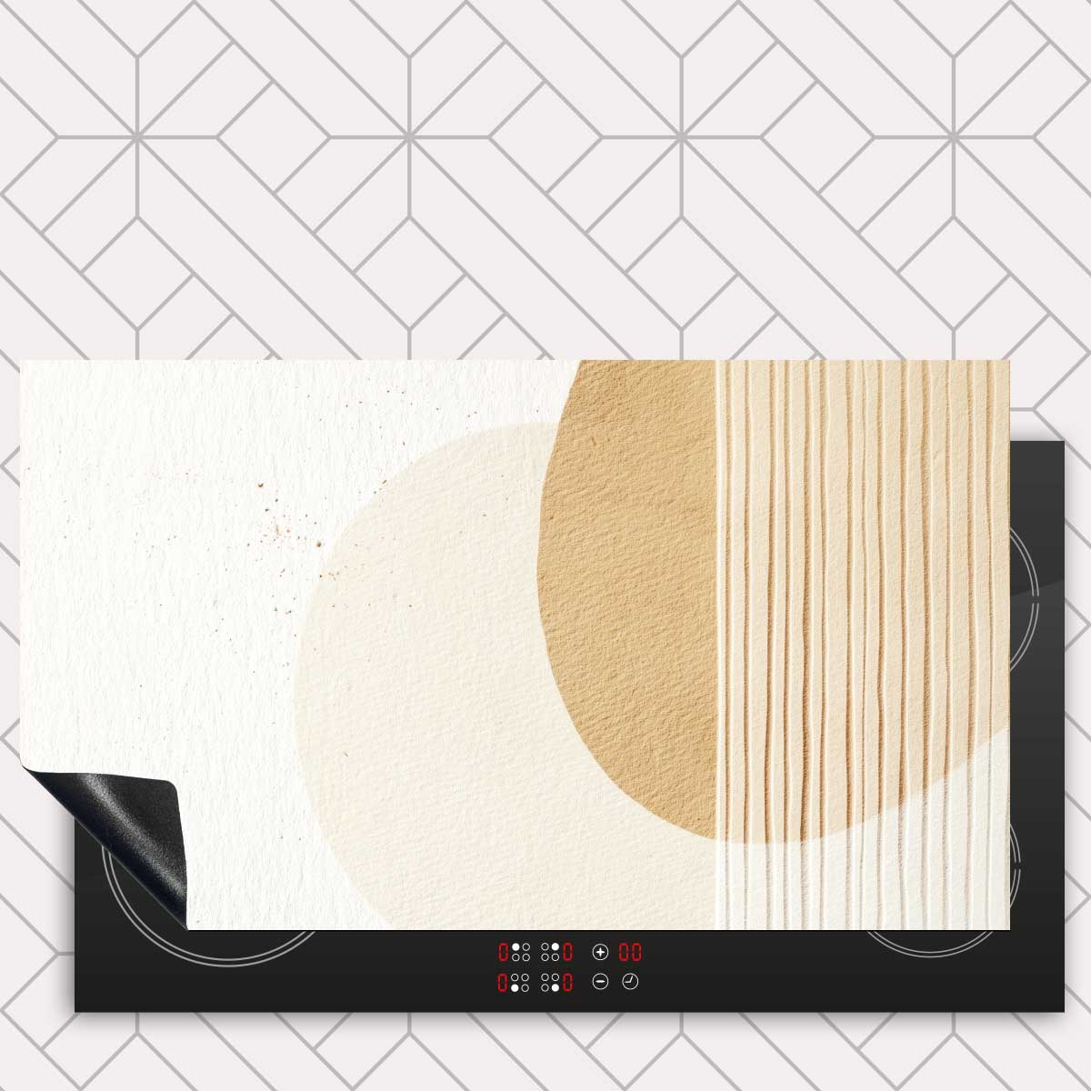 Inductie beschermer - Japandi Minimal beige