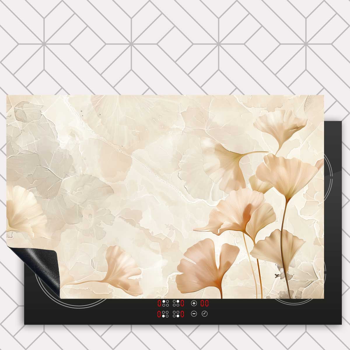 Inductie beschermer - Japandi Bloemen