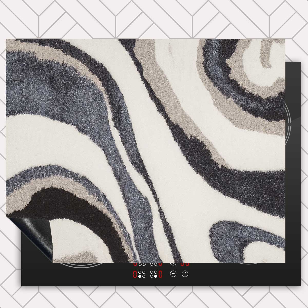 Inductie beschermer - Japandi Blauwe swirl