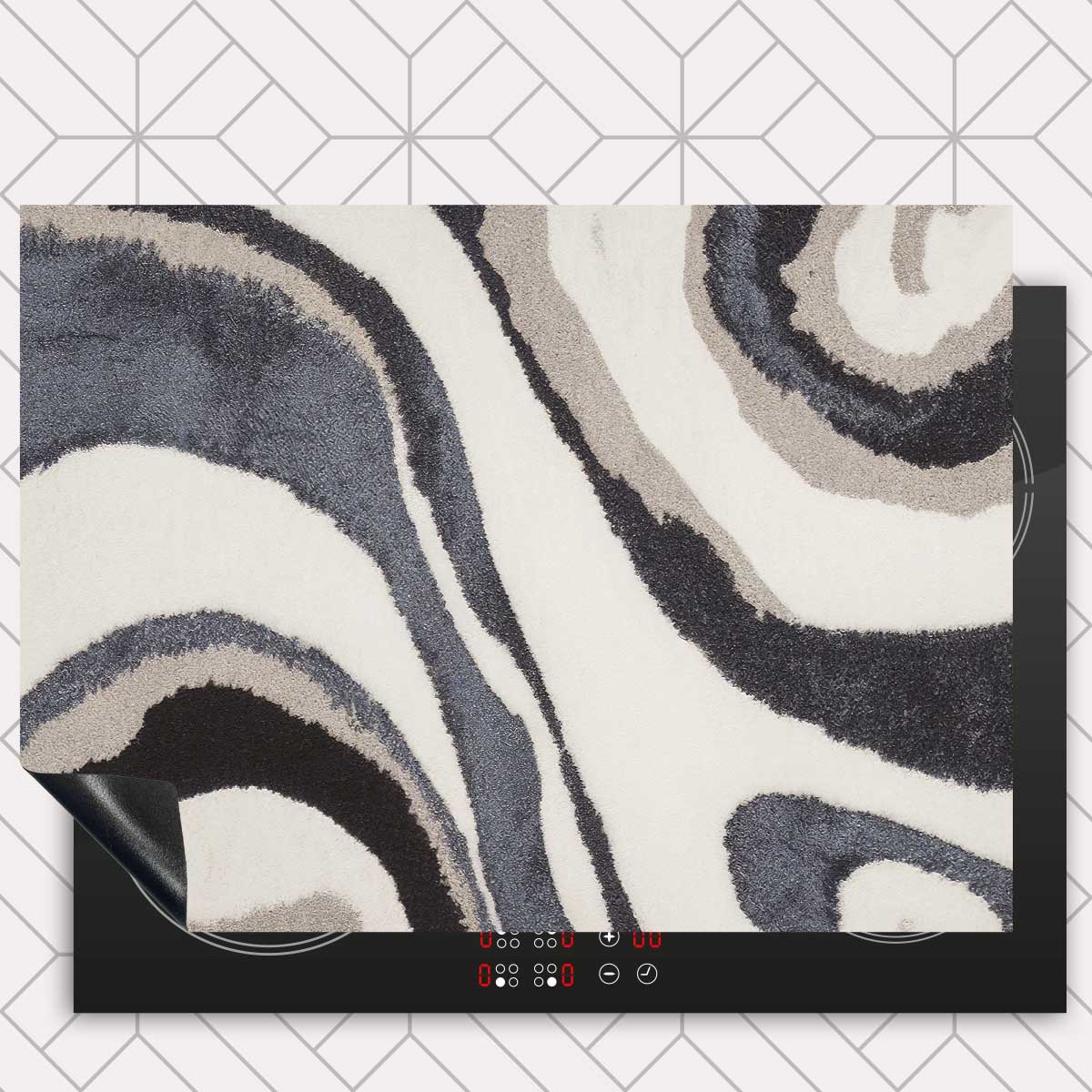 Inductie beschermer - Japandi Blauwe swirl