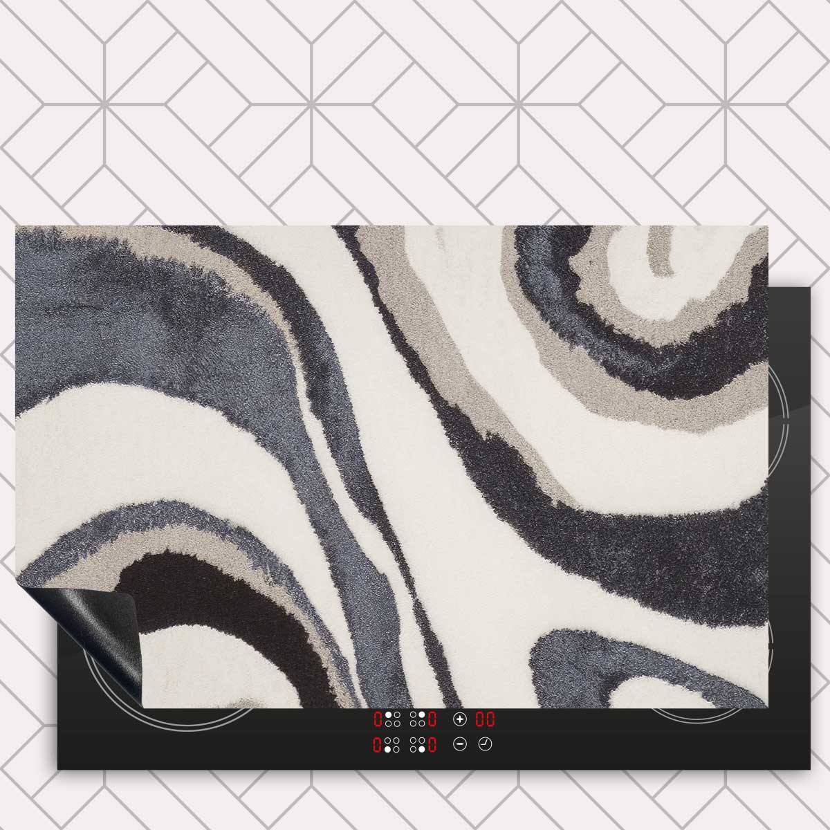 Inductie beschermer - Japandi Blauwe swirl