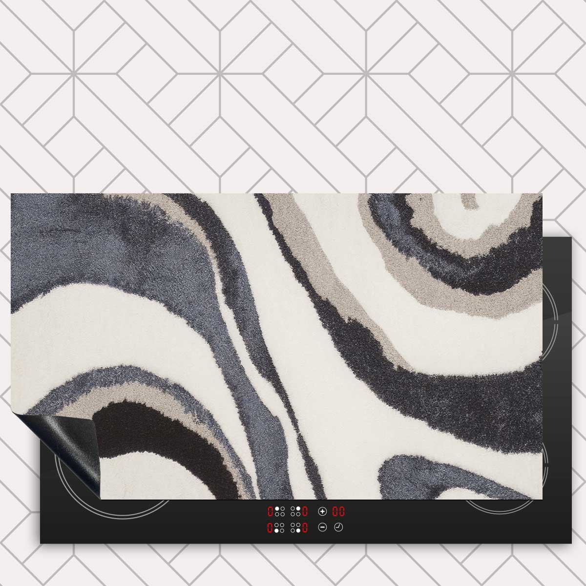 Inductie beschermer - Japandi Blauwe swirl