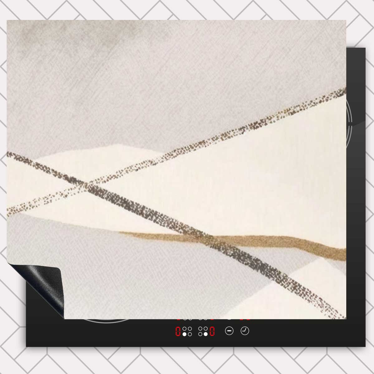 Inductie beschermer - Japandi Abstract grijs
