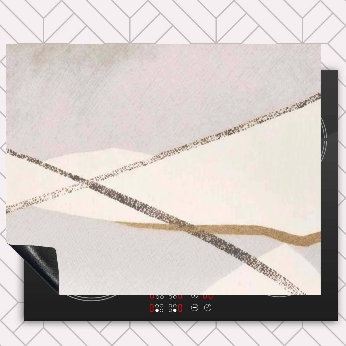 Inductie beschermer - Japandi Abstract grijs