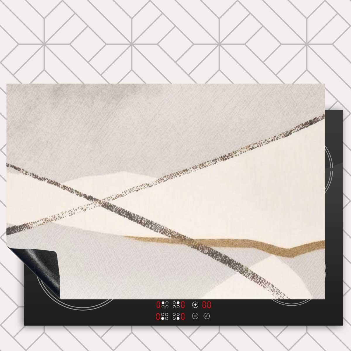 Inductie beschermer - Japandi Abstract grijs