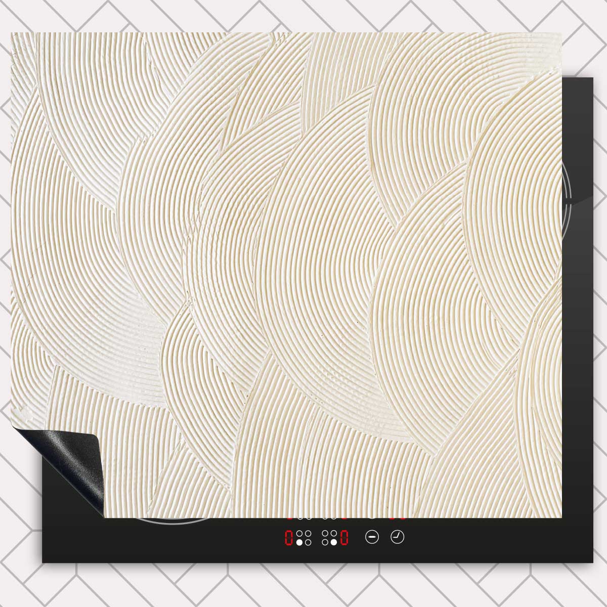 Inductie beschermer - Japandi Gestreken beige