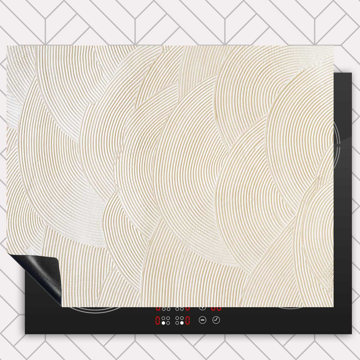 Inductie beschermer - Japandi Gestreken beige