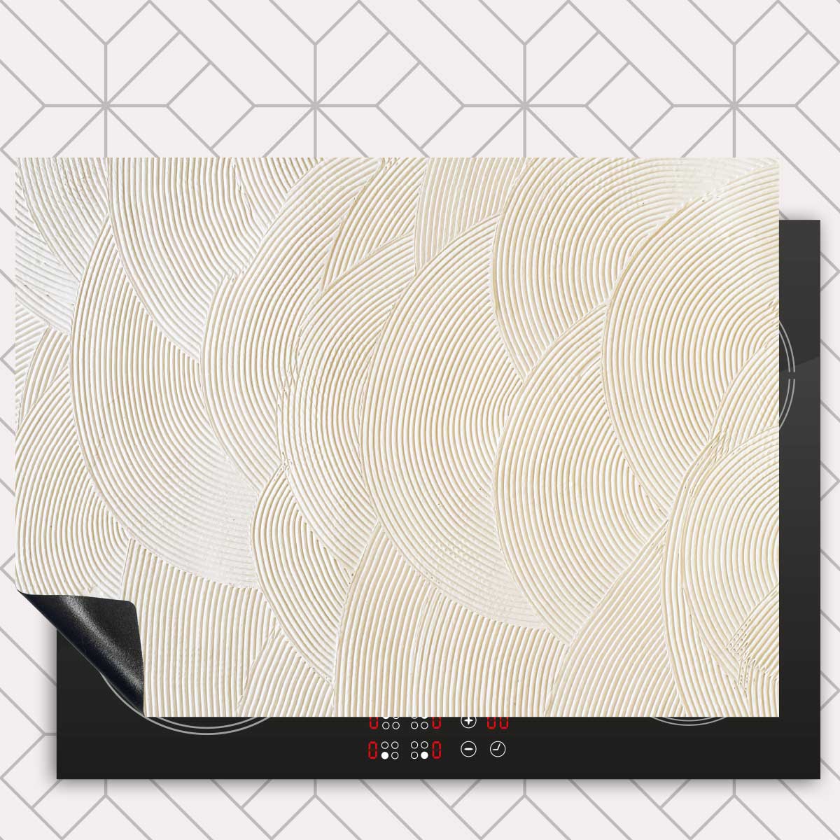 Inductie beschermer - Japandi Gestreken beige