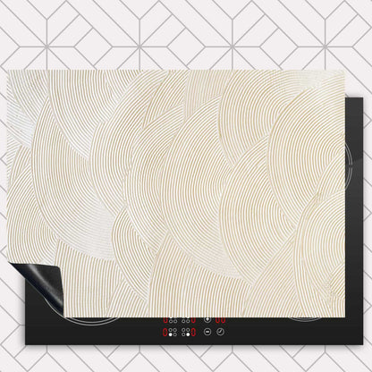 Inductie beschermer - Japandi Gestreken beige