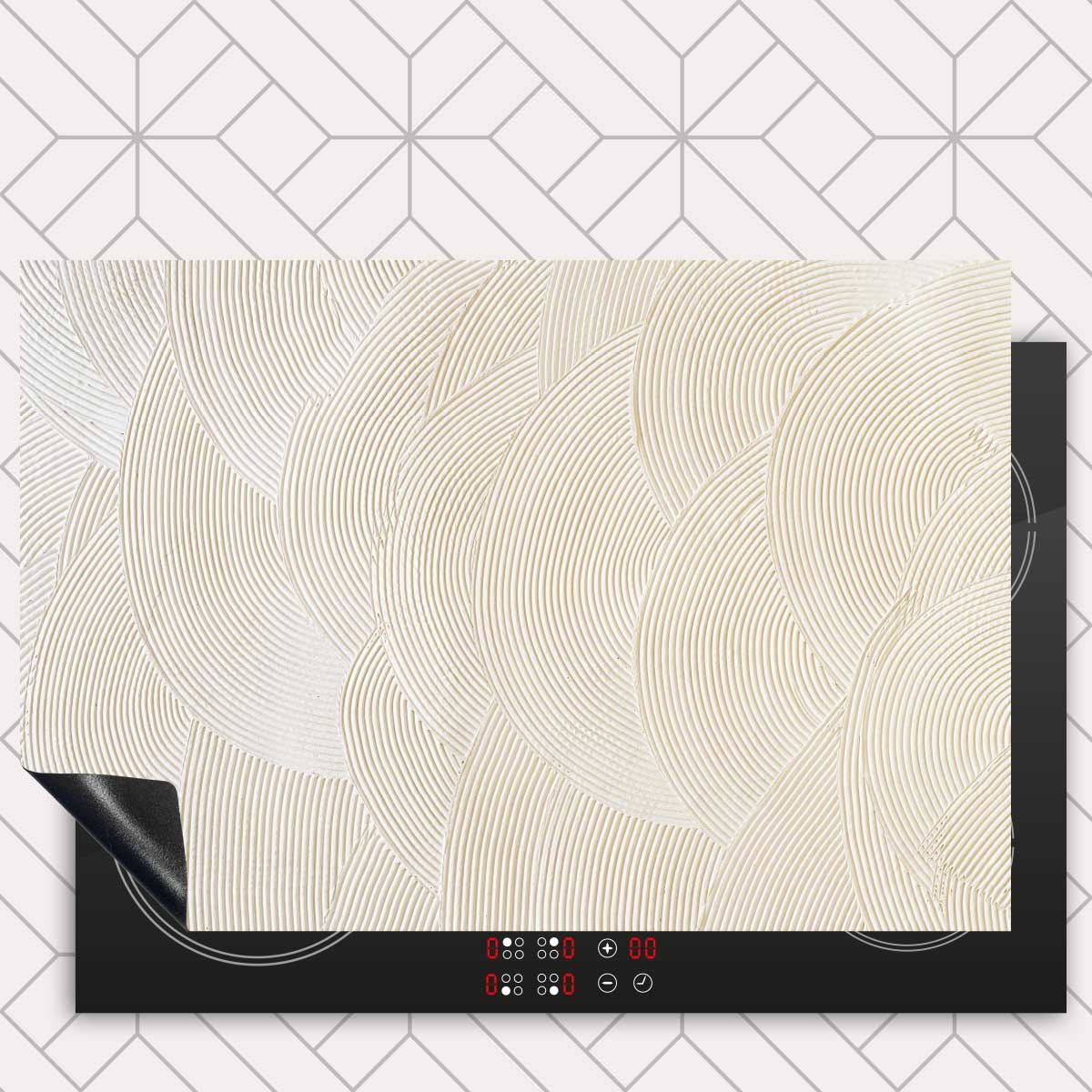 Inductie beschermer - Japandi Gestreken beige