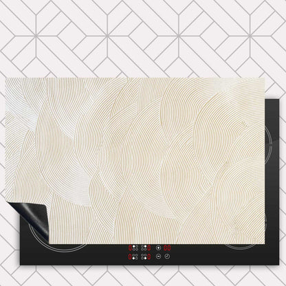 Inductie beschermer - Japandi Gestreken beige
