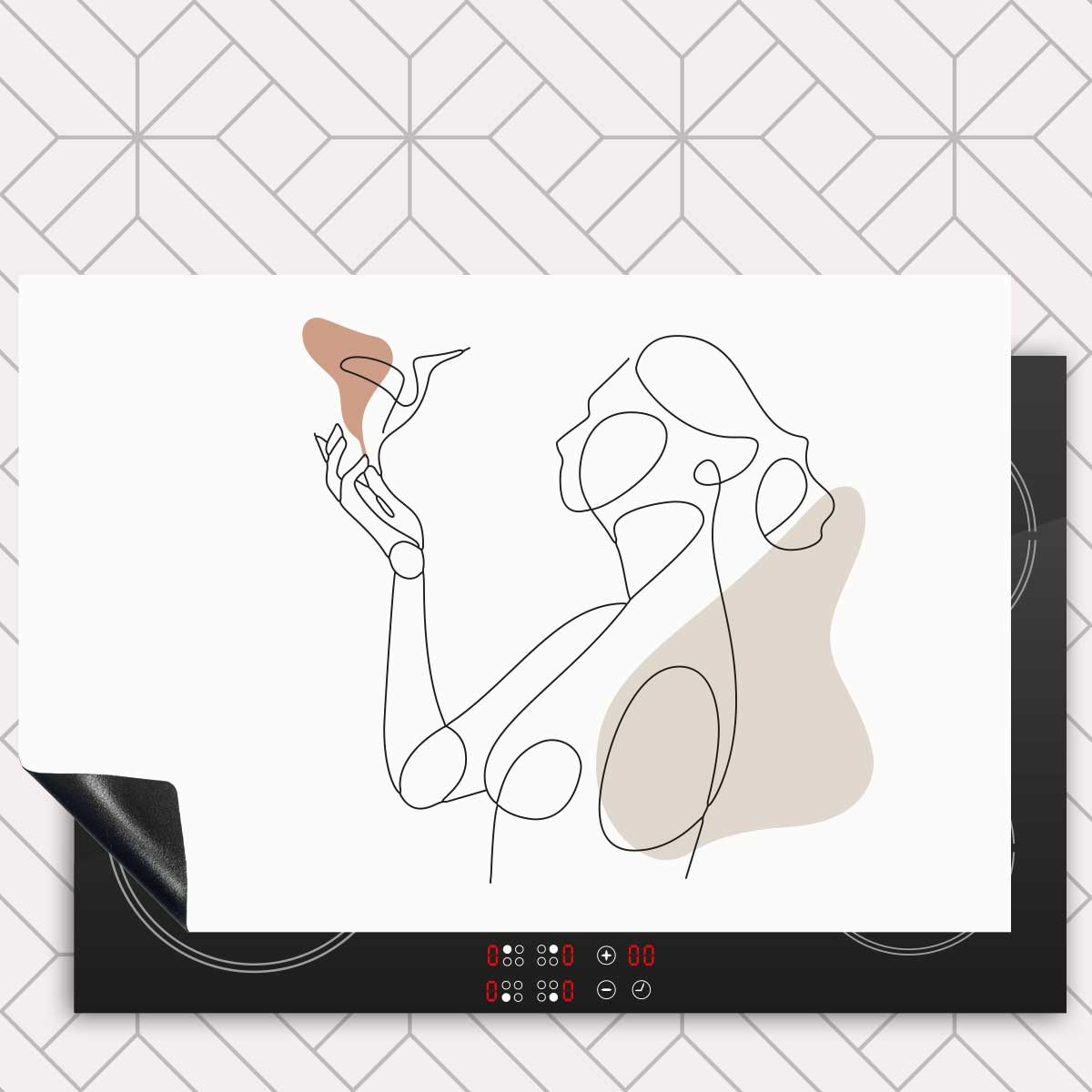 Inductie beschermer - Vrouw met vogel