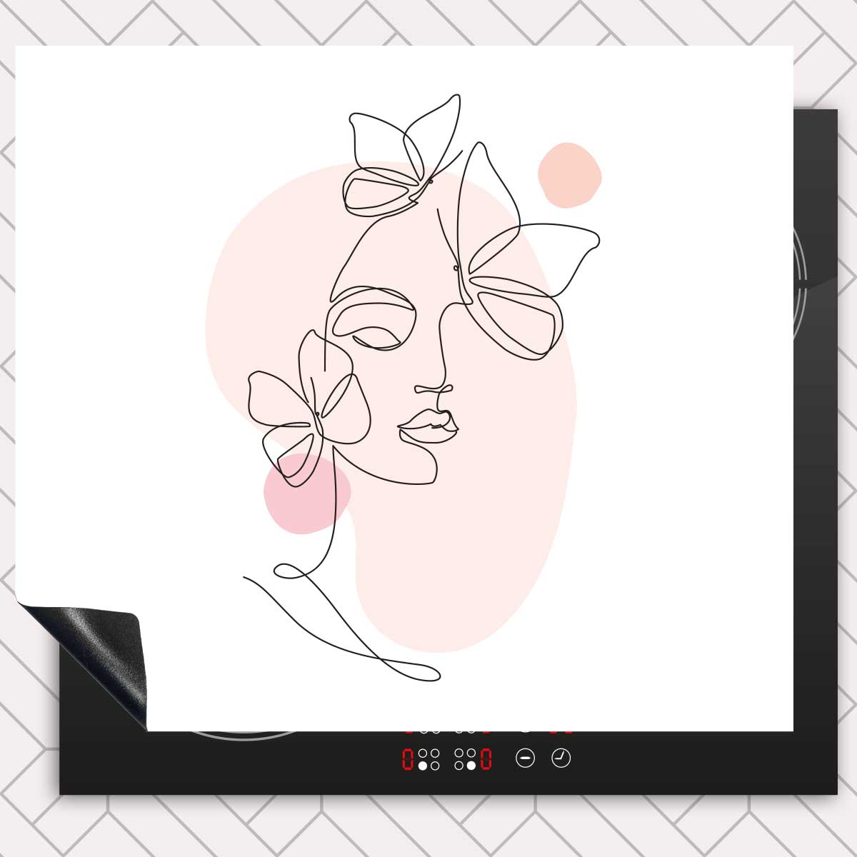 Inductie beschermer - Vrouw met vlinder