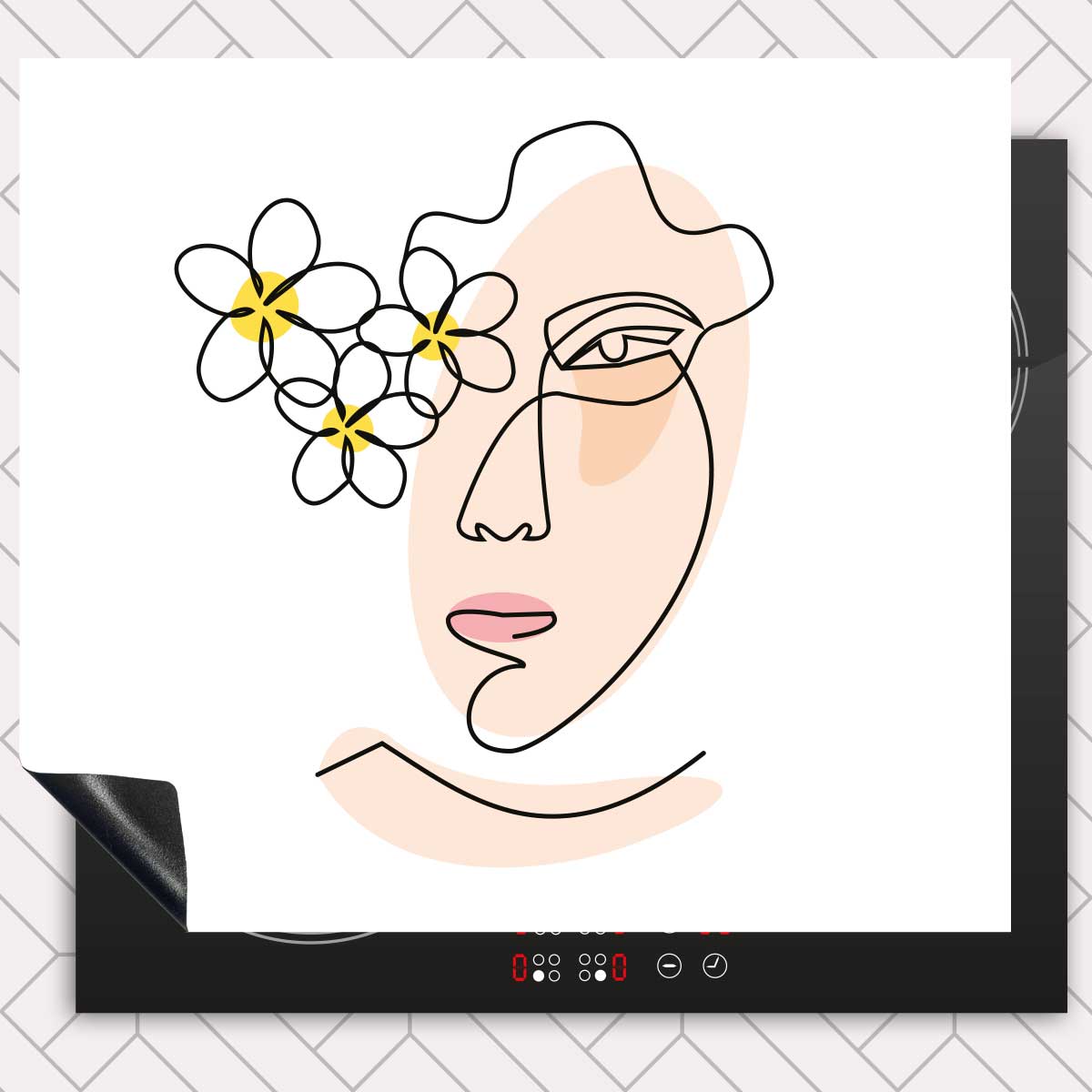 Inductie beschermer - Vrouw met bloemen