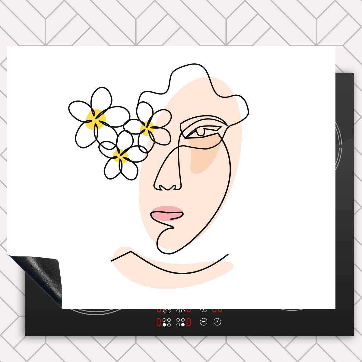 Inductie beschermer - Vrouw met bloemen