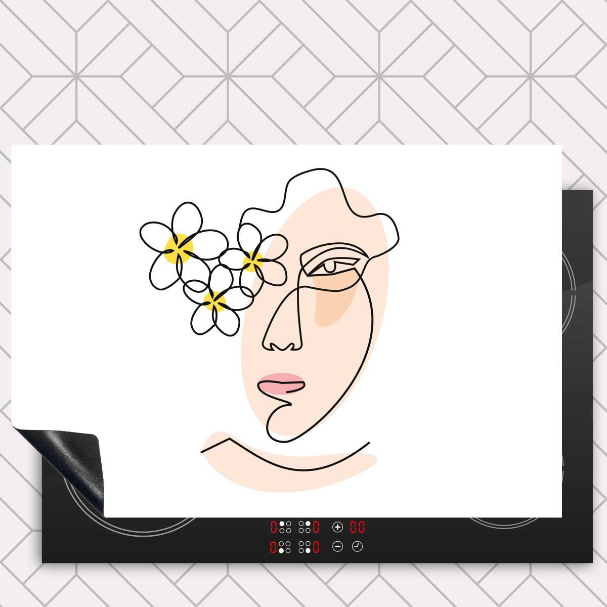 Inductie beschermer - Vrouw met bloemen