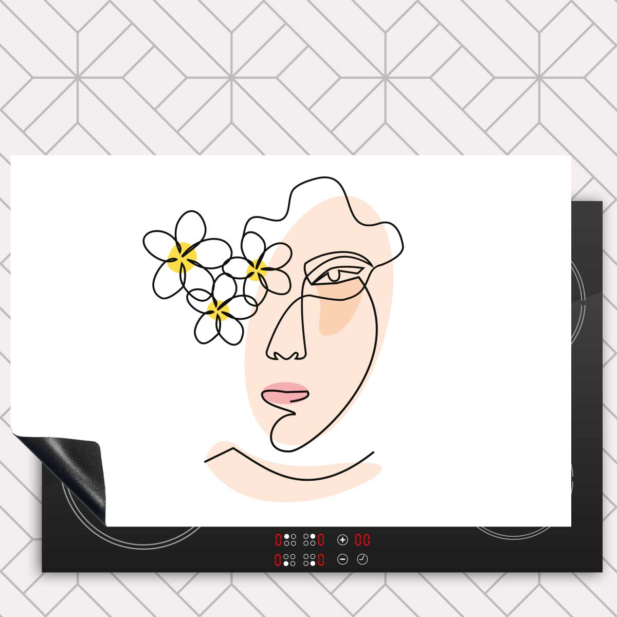 Inductie beschermer - Vrouw met bloemen