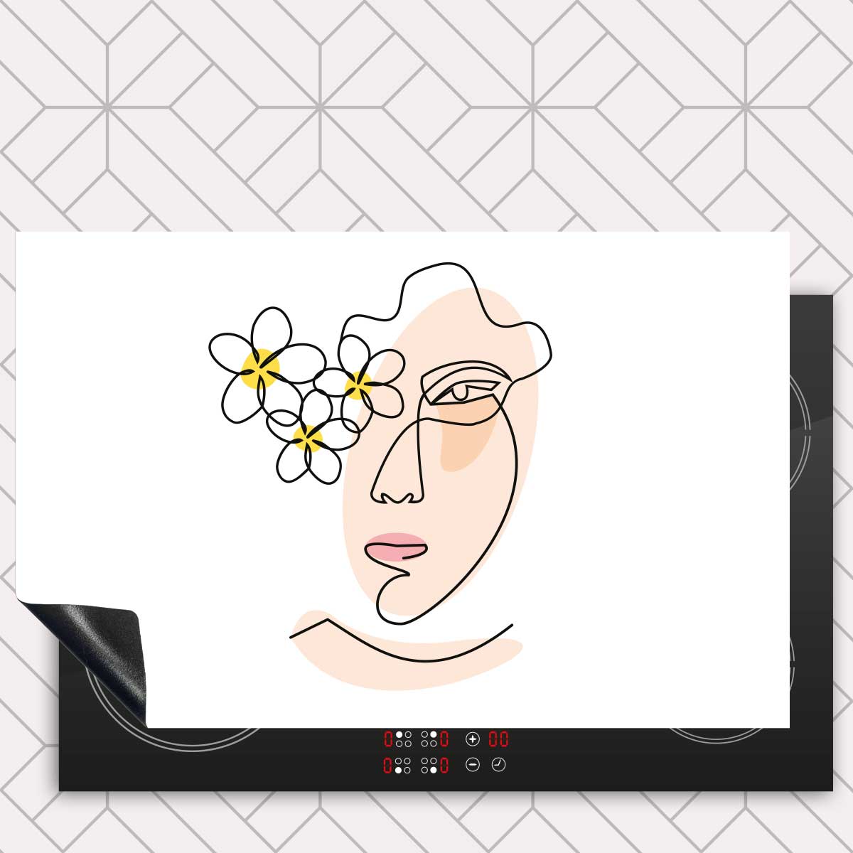 Inductie beschermer - Vrouw met bloemen