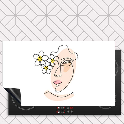 Inductie beschermer - Vrouw met bloemen