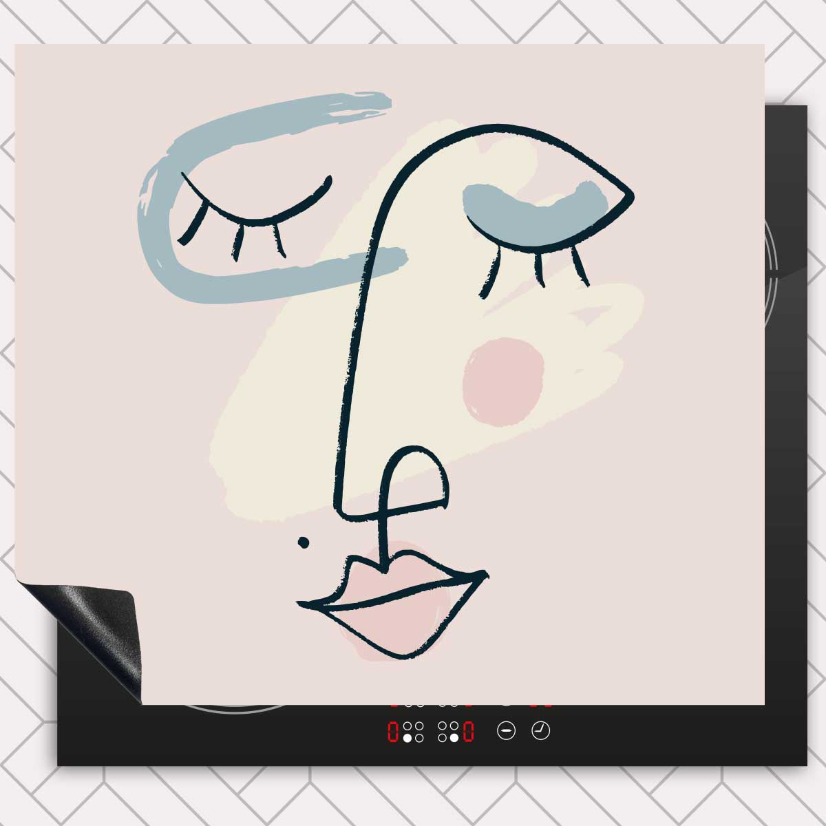 Inductie beschermer - Minimalistisch vrouwengezicht