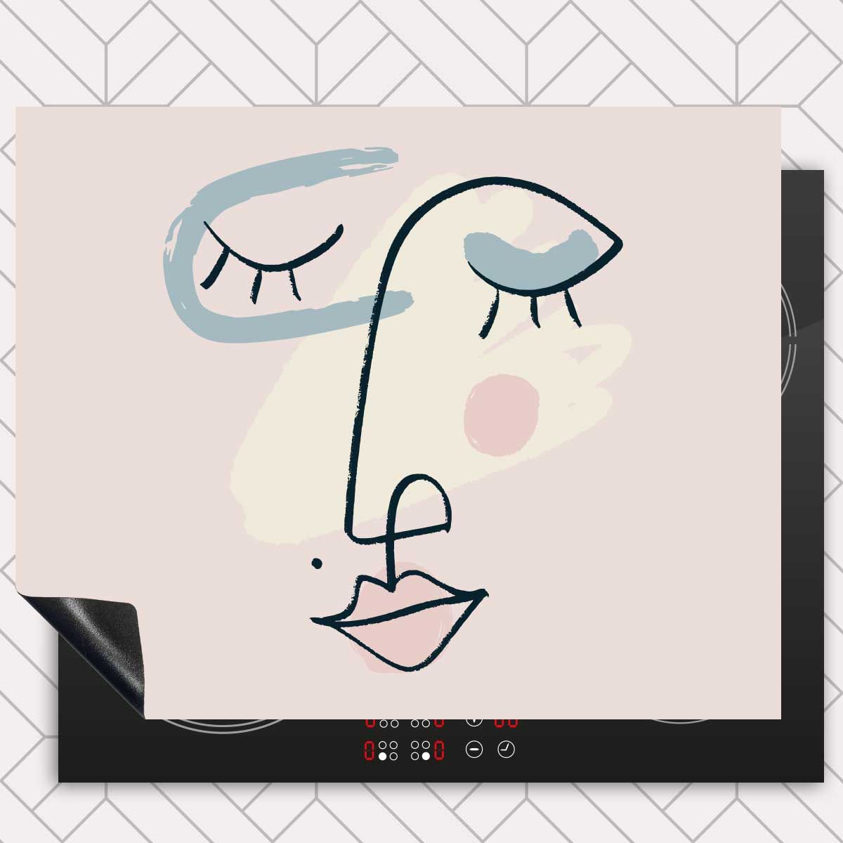 Inductie beschermer - Minimalistisch vrouwengezicht