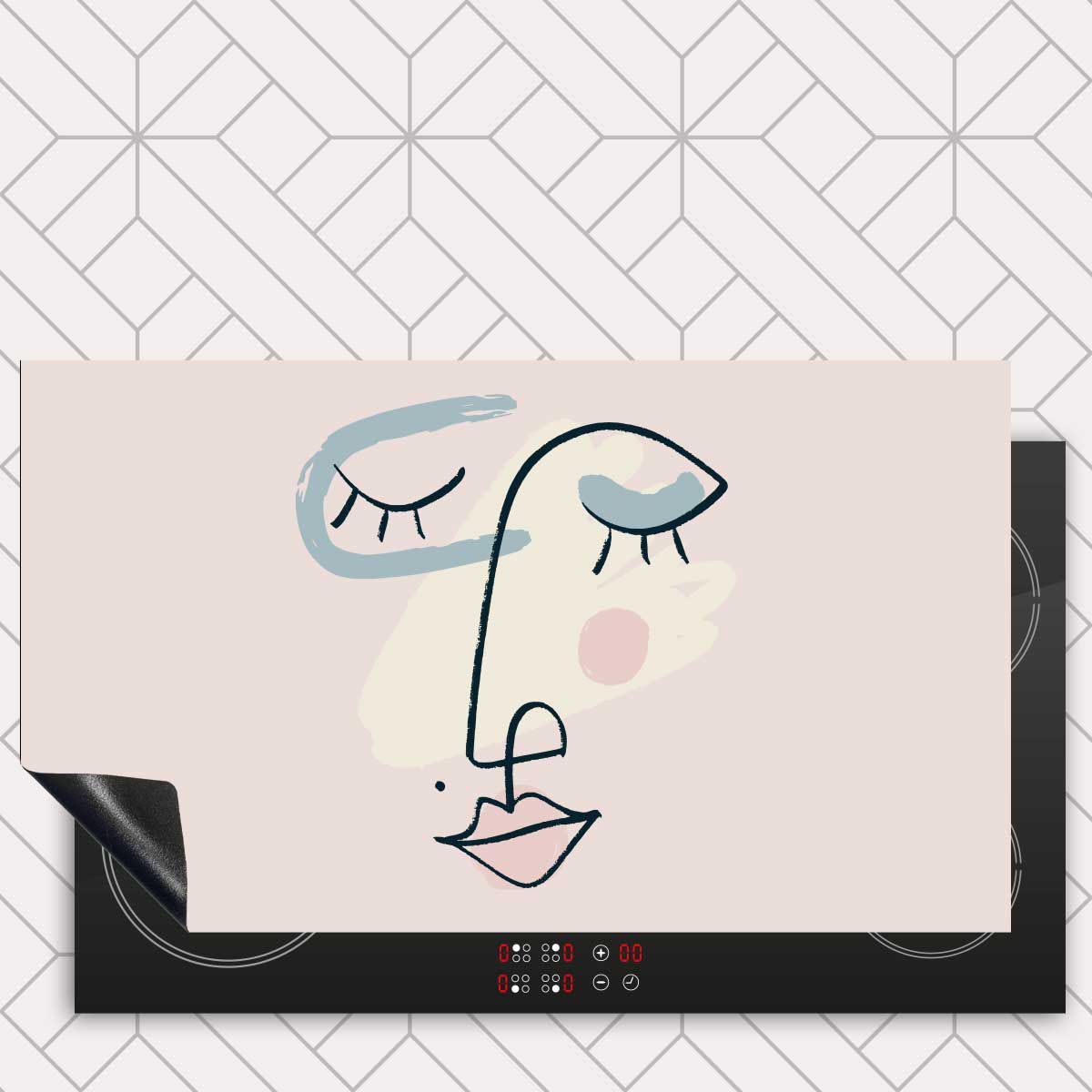 Inductie beschermer - Minimalistisch vrouwengezicht