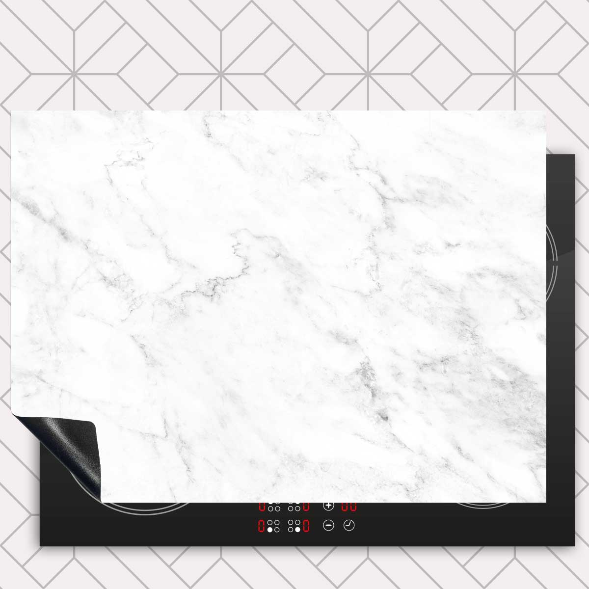 Inductie beschermer - Marmer Intens Wit