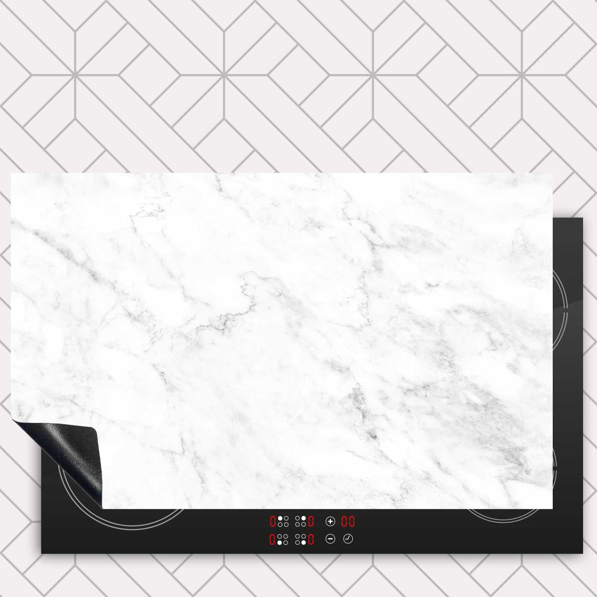 Inductie beschermer - Marmer Intens Wit