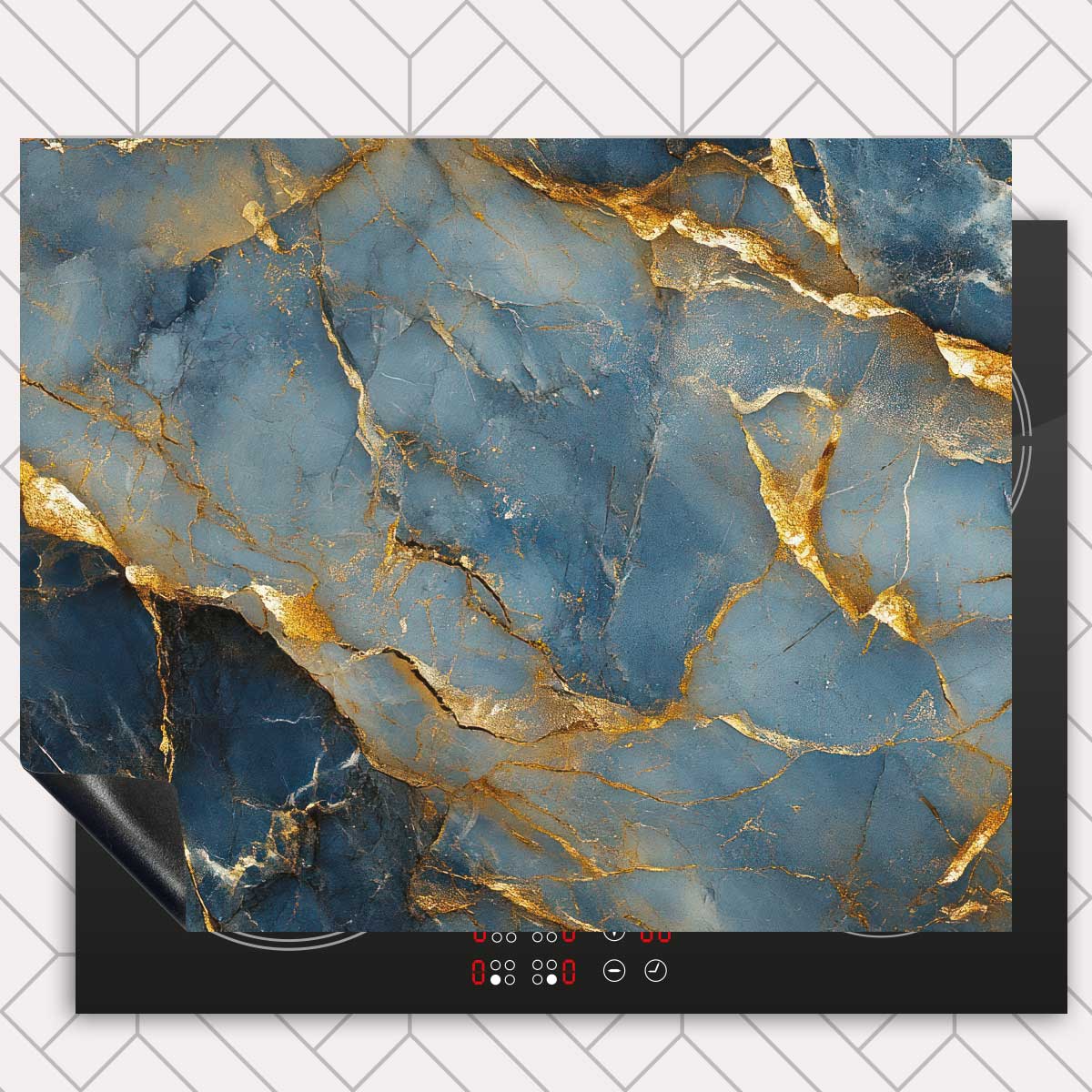 Inductie beschermer - Marmer Blauw-Goud