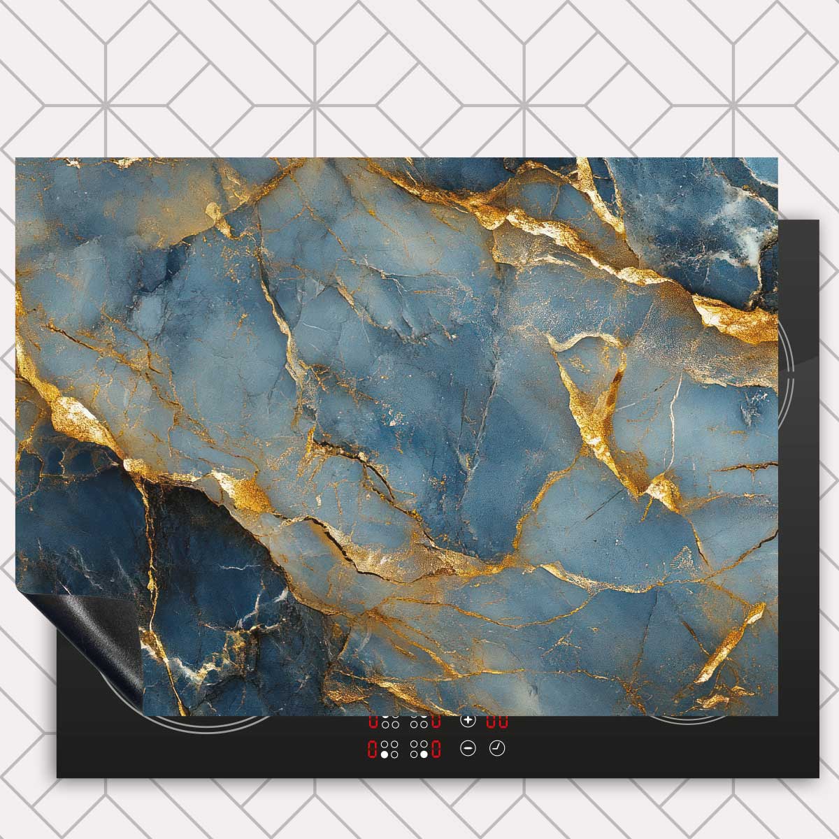 Inductie beschermer - Marmer Blauw-Goud