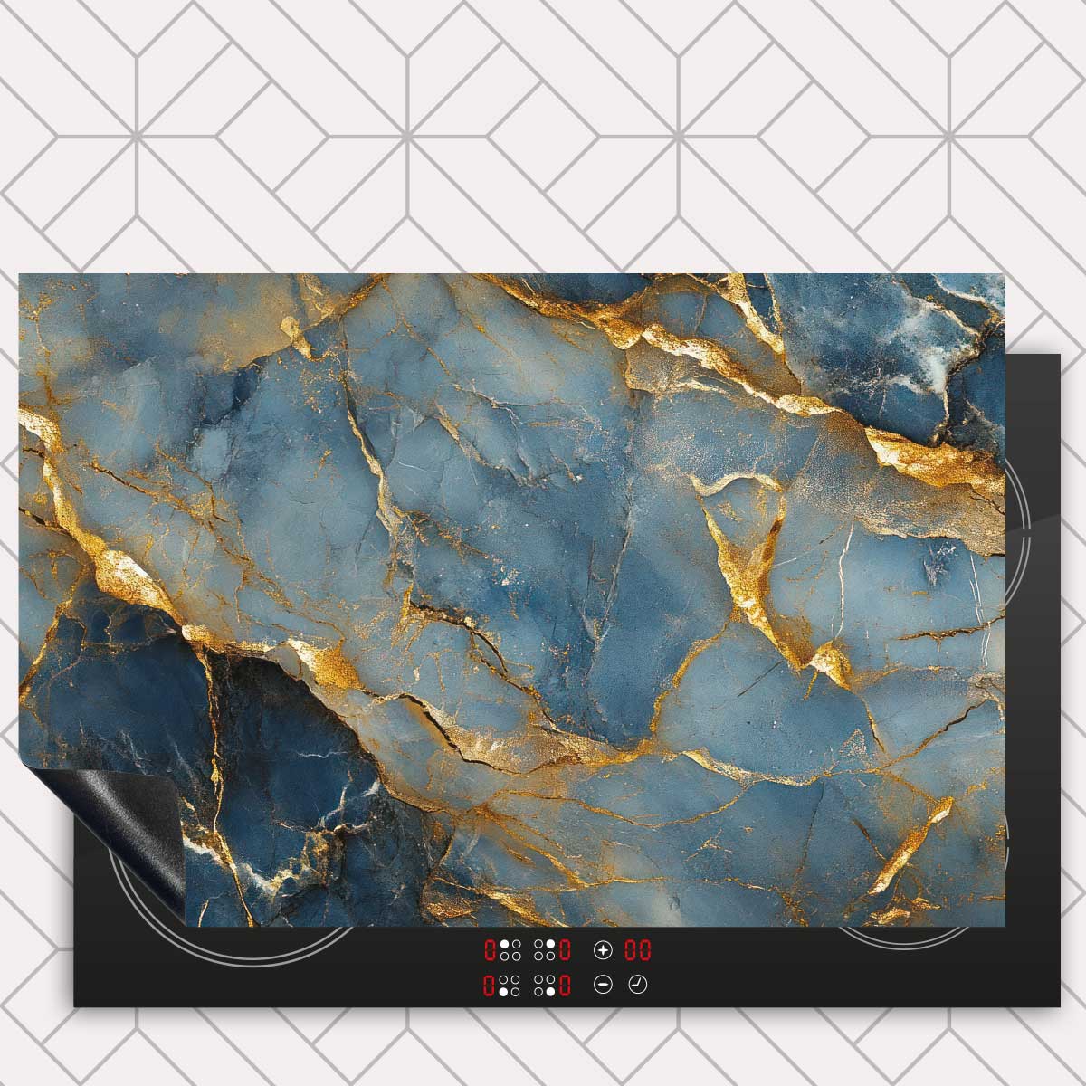 Inductie beschermer - Marmer Blauw-Goud