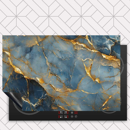 Inductie beschermer - Marmer Blauw-Goud