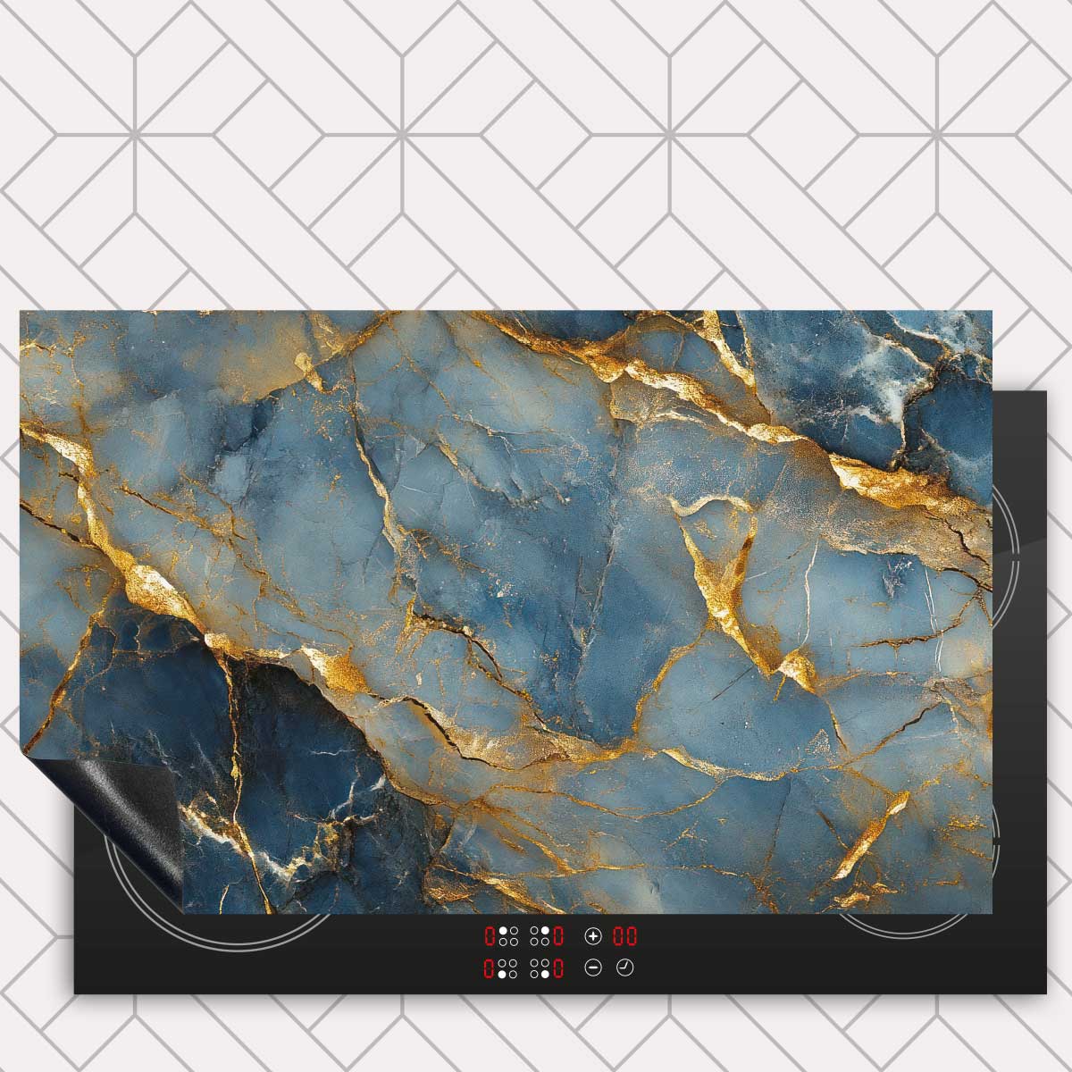 Inductie beschermer - Marmer Blauw-Goud