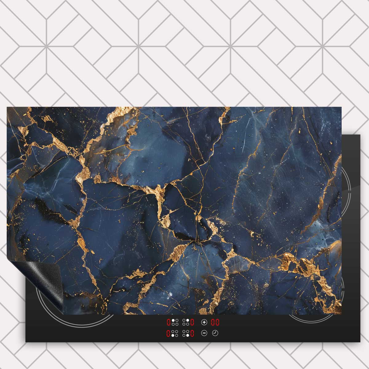 Inductie beschermer - Marmer Donker Blauw